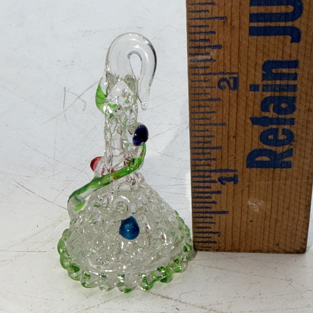 Vintage Spun Glass Christmas Ornament Green Red Blue - Picture 6 of 6